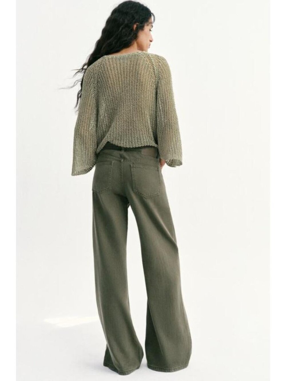 ZARA Z1975 HIGH-WAISTED FLUID WIDE LEG JEANS - Picture 7 of 9